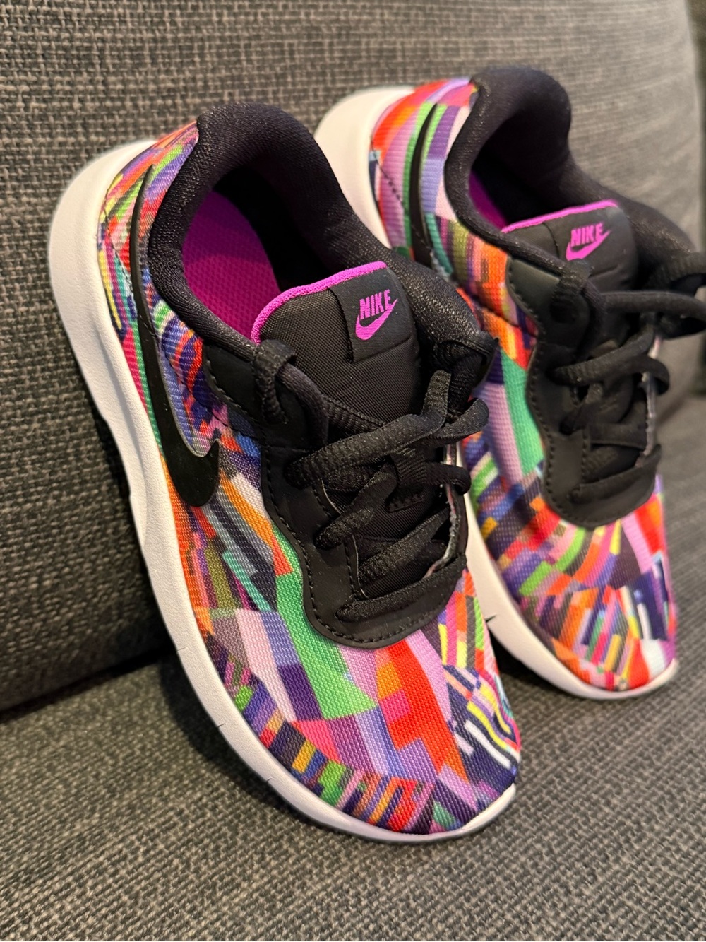Nike Kids Black Multicolor Graphic Sneakers Tanjun Print